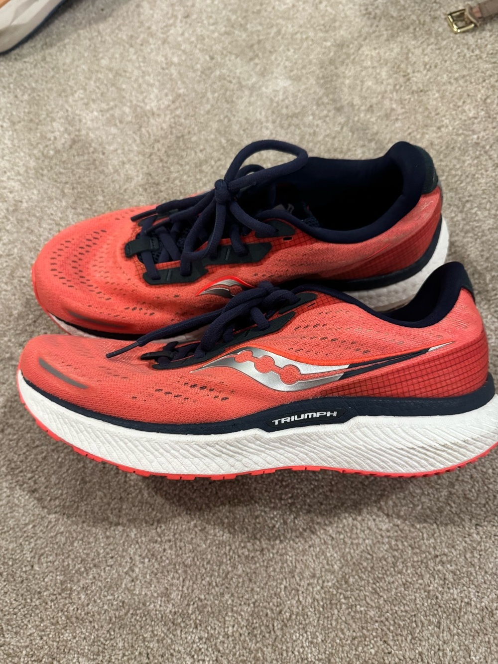 Saucony Women’s Coral and Navy Triumph Running Shoes